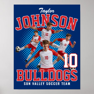 Soccer Player Custom Photo Retro Bootleg Red Poster
