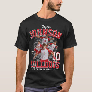 Soccer Player Custom Photo Retro Bootleg Red T-Shirt