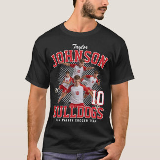 Soccer Player Custom Photo Retro Bootleg Red T-Shirt