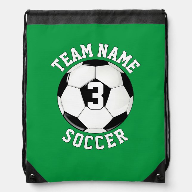  Soccer Player Custom Team Name and Color Sports Drawstring Bag (Front)