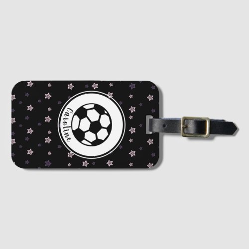 Soccer Player Cute Star Pattern Girls Personalized Luggage Tag