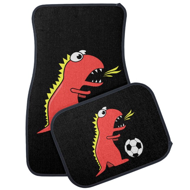 Soccer Player Dinosaur Car Floor Mat (Set)