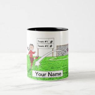 Soccer Player, Female - Personalized Cartoon Gift Two-Tone Coffee Mug