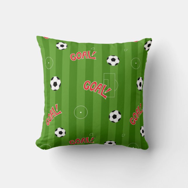 Soccer Player, Football Field Throw Pillow (Front)