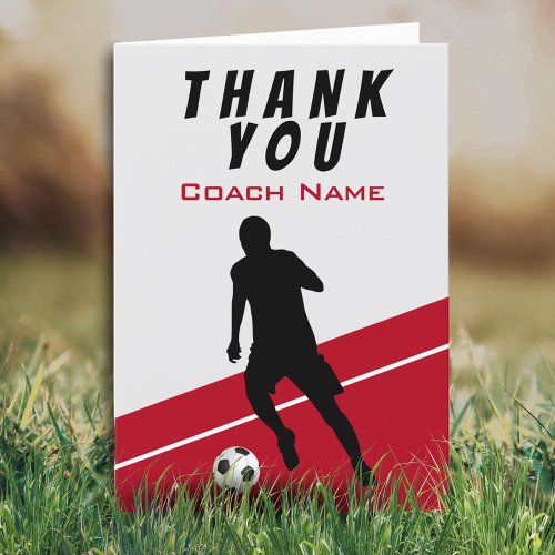 Soccer Player Football Red Thank you Coach 