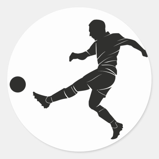 Soccer Player Football Sports Ball Game Kick Classic Round Sticker ...