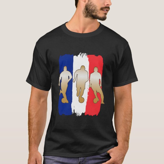 Soccer Player France Flag Soccer T-Shirt (Front)