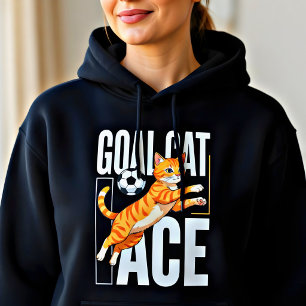Soccer Player Gift Cute Goal Cat Ace Design Hoodie