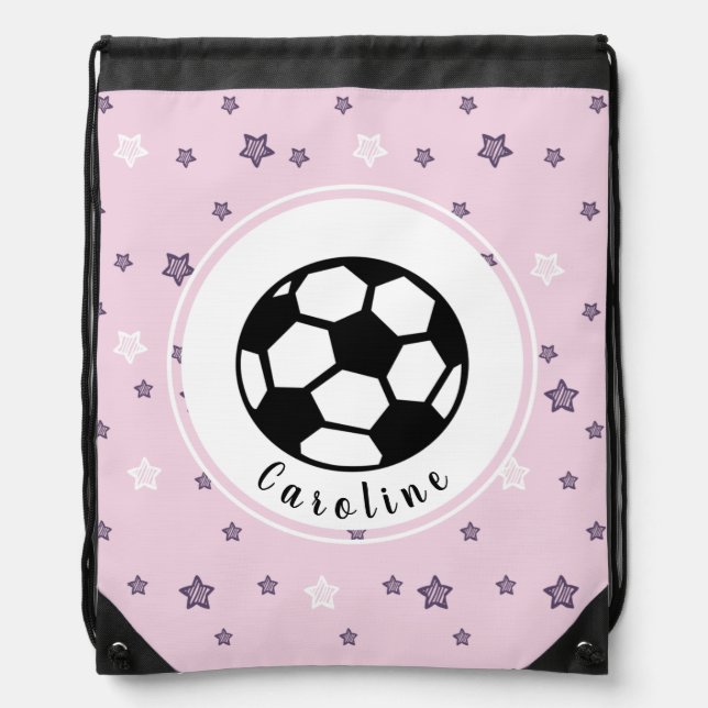 Soccer Player Girl Gift Cute Funny Personalized Drawstring Bag (Front)