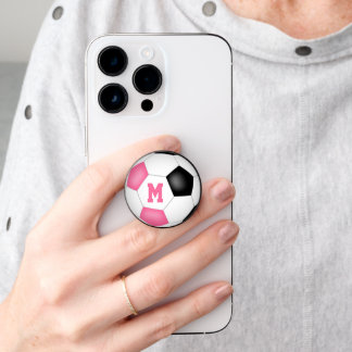 soccer player girls sports pink black PopSocket