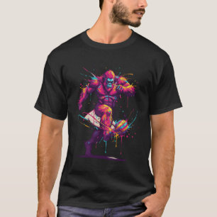 Soccer Player Gorilla Art Paint Splatter T-Shirt