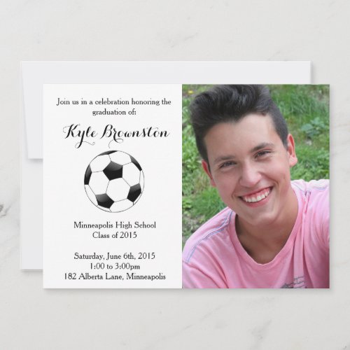 Soccer Player Graduation Party Photo Invite