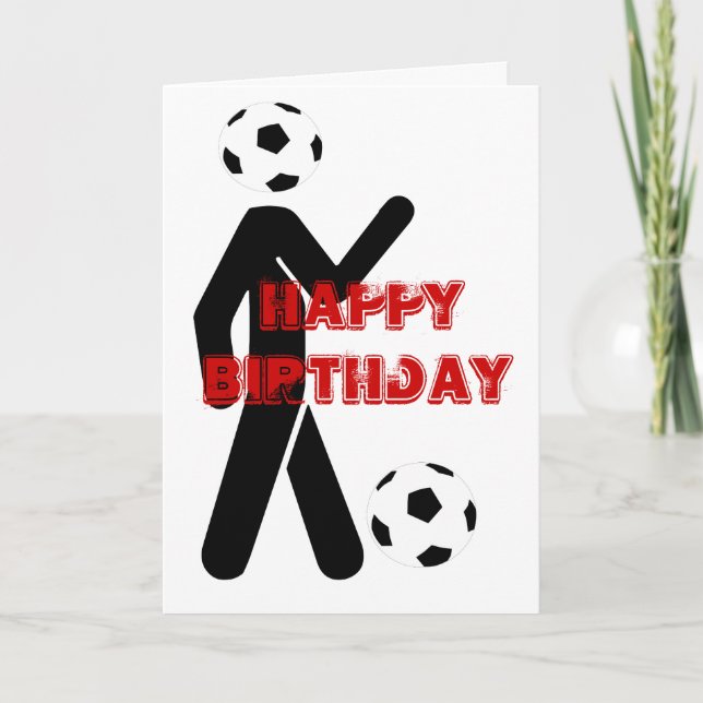 Soccer player, Happy, Birthday Card (Front)