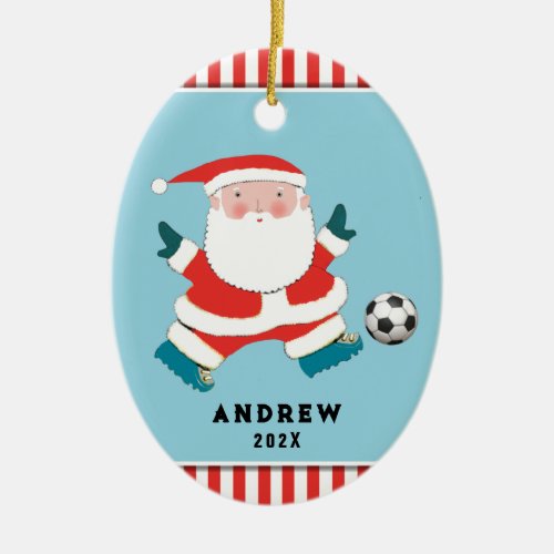 Soccer Player Holiday Gift Ceramic Ornament