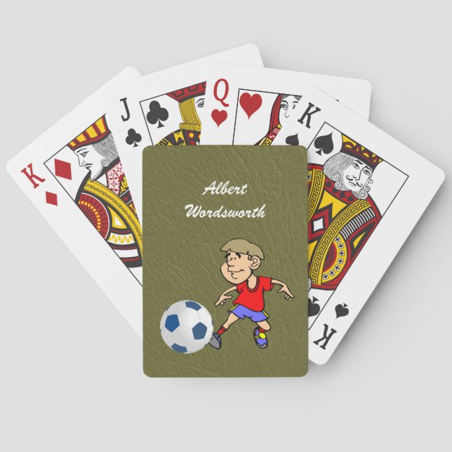 Soccer - Player image and Ball - Personalize Poker Cards (Back)