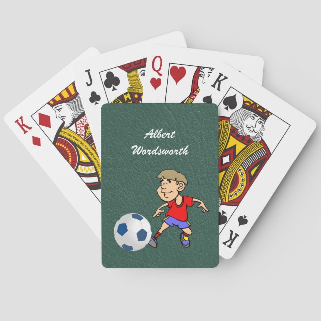 Soccer - Player image and Ball - Personalize Poker Cards (Back)