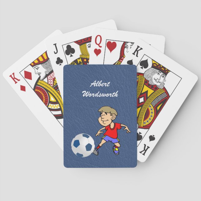 Soccer - Player image and Ball - Personalize Poker Cards (Back)