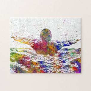 Soccer player in watercolor jigsaw puzzle