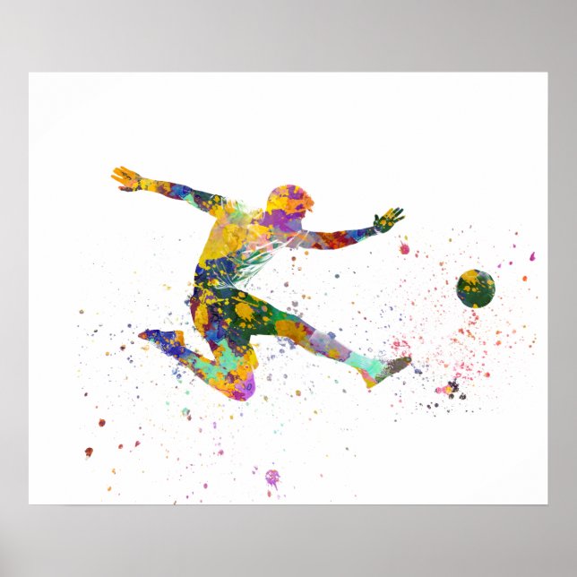 Soccer player in watercolor poster (Front)
