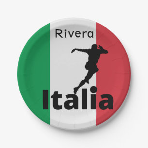 Soccer Player, Italy customizable Paper Plates