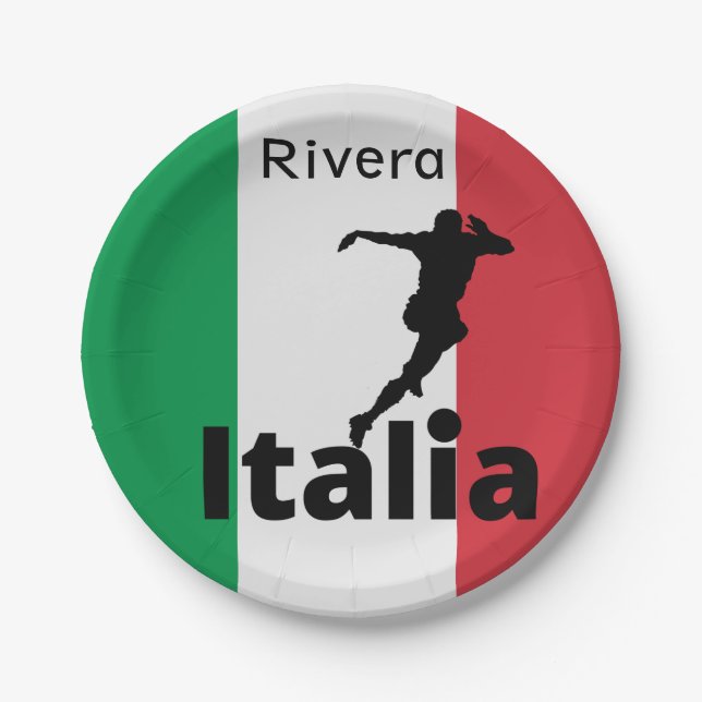 Soccer Player, Italy customizable Paper Plates (Front)