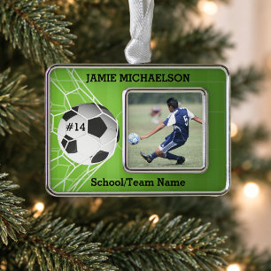 Soccer Player Keepsake Silver Plated Framed Ornament