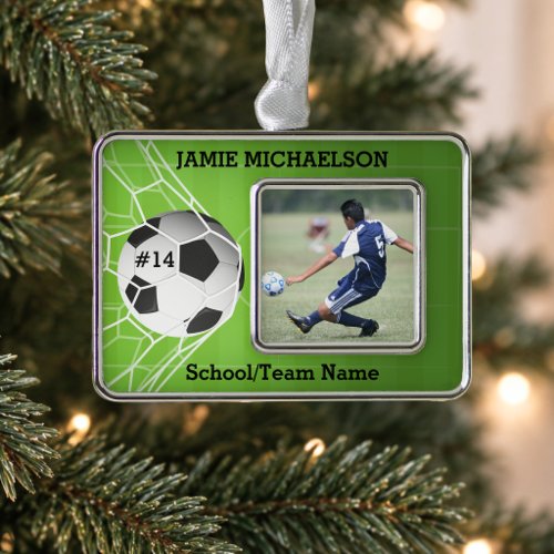 Soccer Player Keepsake Silver Plated Framed Ornament