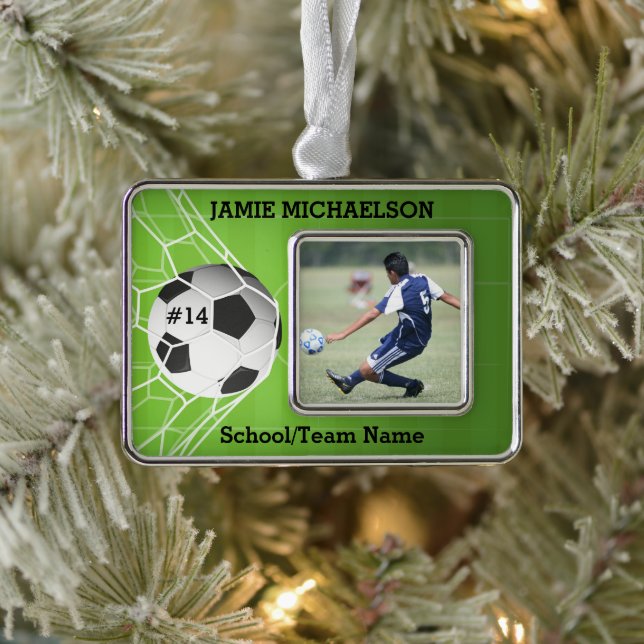 Soccer Player Keepsake Silver Plated Framed Ornament (Tree)