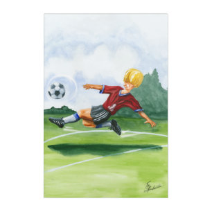 Soccer Player Kicking a Ball by Jay Throckmorton Acrylic Print