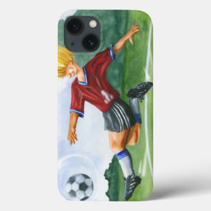 Soccer Player Kicking a Ball by Jay Throckmorton iPhone 13 Case
