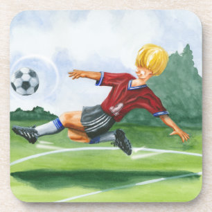 Soccer Player Kicking a Ball by Jay Throckmorton Coaster