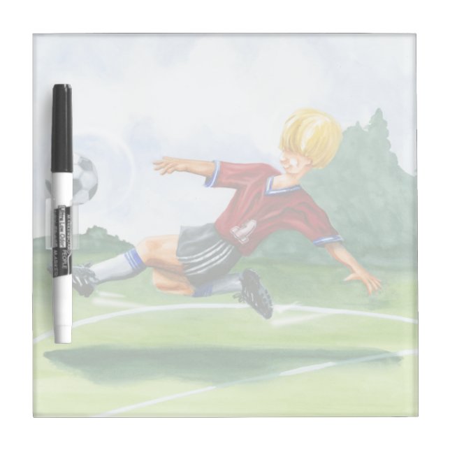 Soccer Player Kicking a Ball by Jay Throckmorton Dry Erase Board (Front)