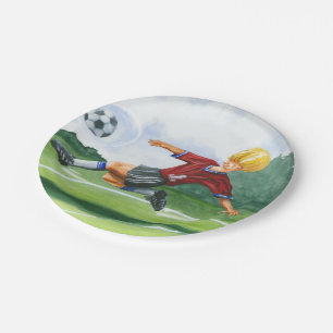 Soccer Player Kicking a Ball by Jay Throckmorton Paper Plates