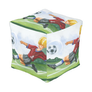 Soccer Player Kicking a Ball by Jay Throckmorton Pouf