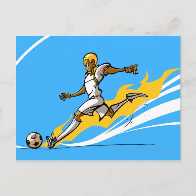 Soccer player kicking a soccer ball postcard (Front)