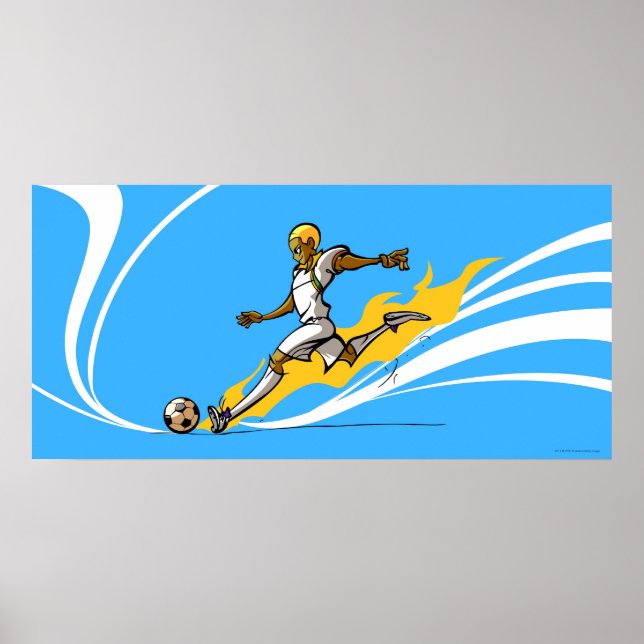 Soccer player kicking a soccer ball poster (Front)