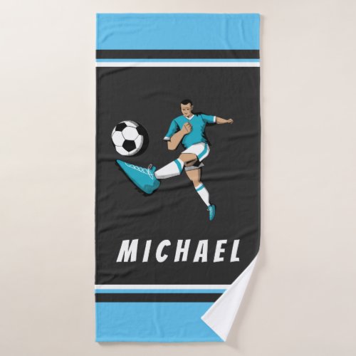 Soccer Player Kicking Ball Graphic Illustration    Bath Towel