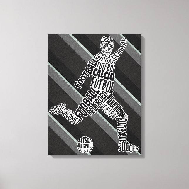 Soccer Player Languages Typography Canvas Print (Front)
