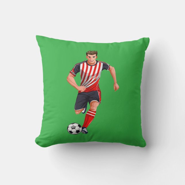 Soccer player man throw pillow (Front)