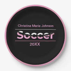 Soccer Player Minimalist Word Art - Arch Paper Plates