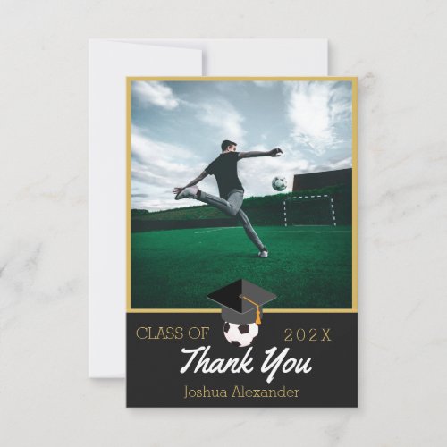 Soccer player Modern Photo graduation class of  Thank You Card