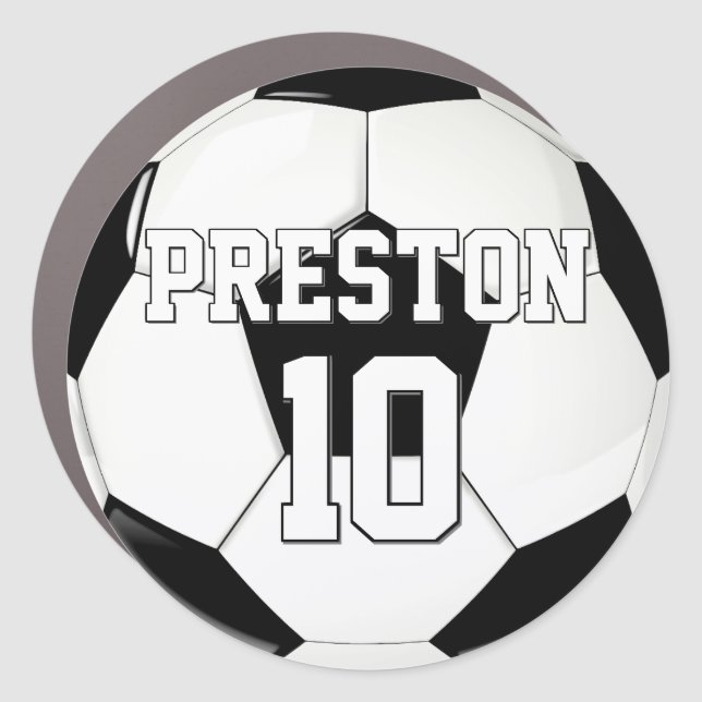 Soccer Player Name and Number Personalized Car Magnet (Front)