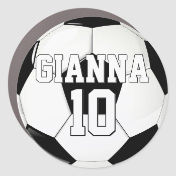 Soccer Player Name And Number Personalized Car Magnet by SoccerMomsDepot at Zazzle