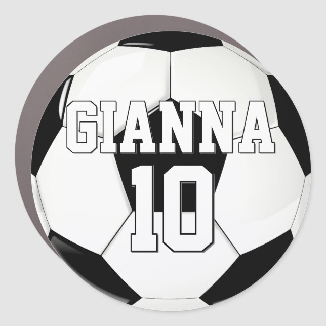 Soccer Player Name and Number Personalized Car Magnet (Front)
