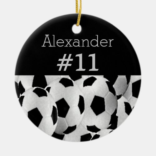 Soccer Player Name Jersey Number Customize Colors Ceramic Ornament