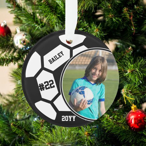 Soccer Player Name Number Photo Keepsake Ornament