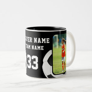 Soccer Player Name Number Team 2 Photos Two-Tone Coffee Mug