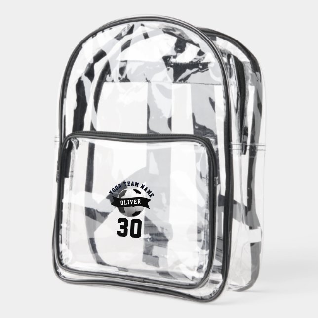 Soccer Player Name Number Team Name Sports Clear Backpack (Left)