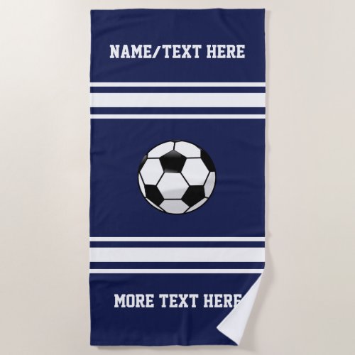 Soccer Player Name or Team Name Your Team Color Beach Towel