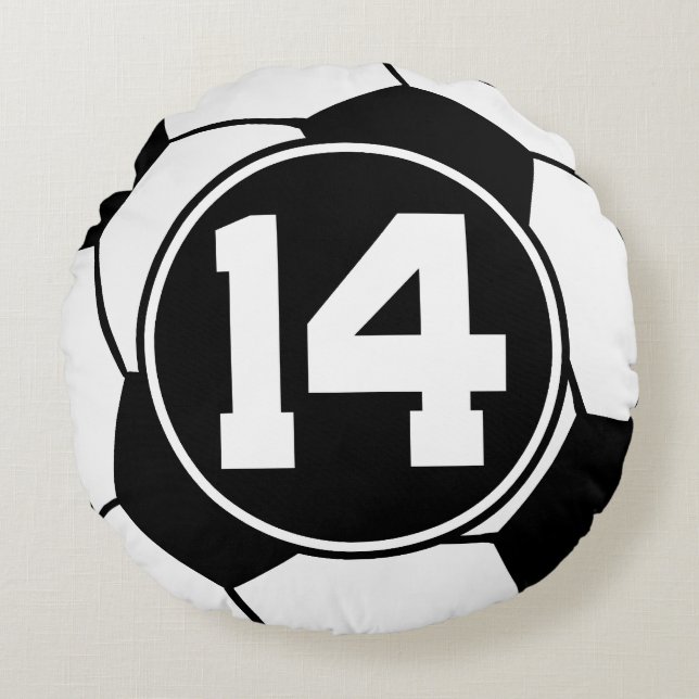 Soccer Player Number 14 Sports Ball Gift Round Pillow (Front)